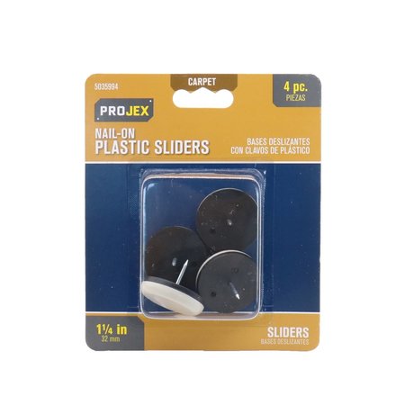 PROJEX White 1-1/4 in. Nail-On Plastic Sliders , 4PK P0030